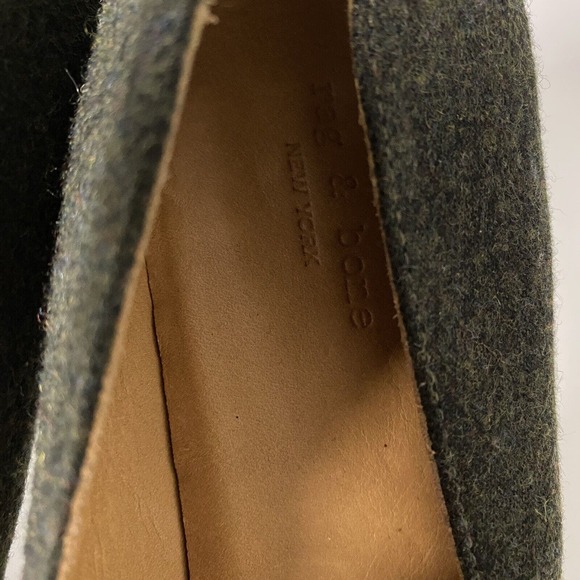 Rag & Bone Wool Pump Platform Forest Green Textile Round Toe Slip On Hee… - Picture 9 of 9